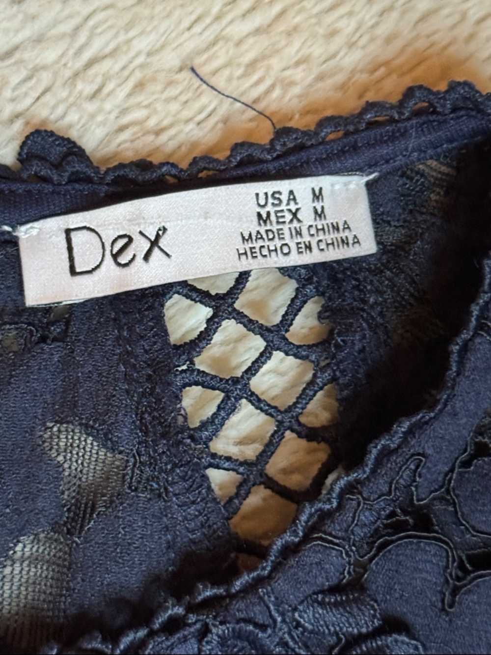 NWT Dex Navy Floral Crochet Lace Midi Dress sz M - Picture 2 of 12